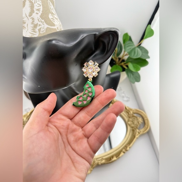 Betsey Johnson Watermelon Slice Statement Earrings – Juicy & Fun! - Picture 7 of 7